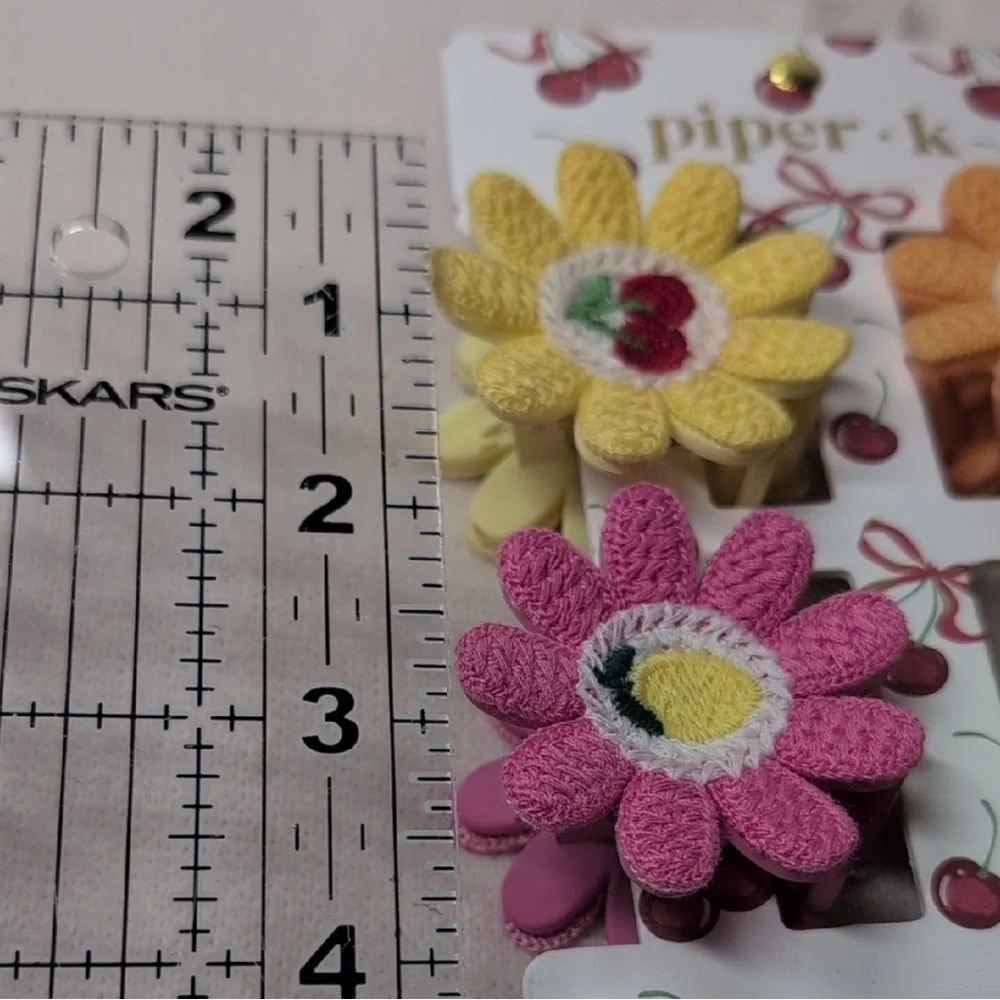 NWT Piper K Embroidered Fruit Hair Claw Clips
